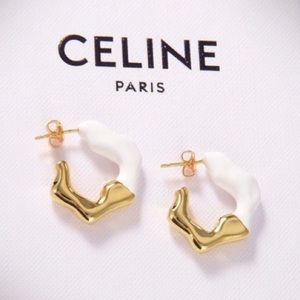 Celine Gold Tone Hoop Earrings